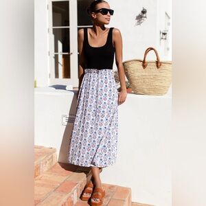 EMERSON FRY DRAWSTRING SKIRT - INDIENNE FLOWERS BLUE